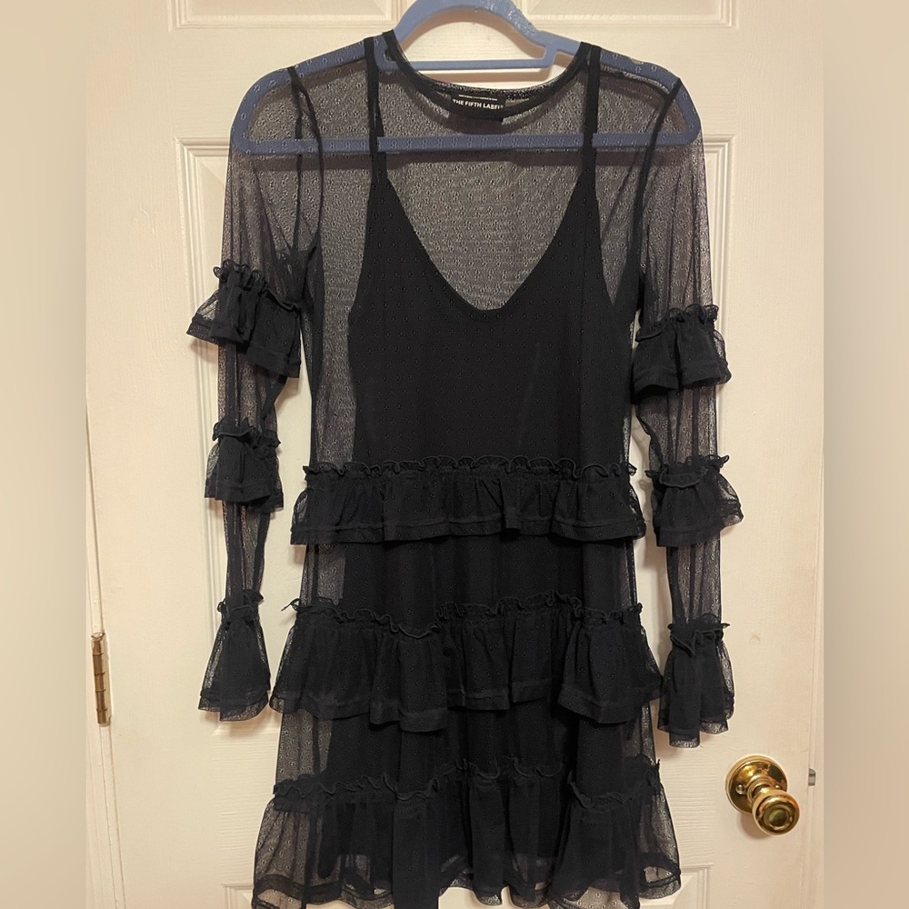 Navy Blue Sheer Dress